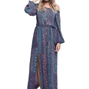 Buddy love off the shoulder poppy print maxi